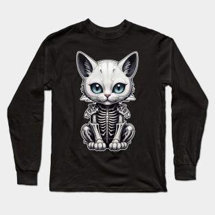 White Skeleton Cat 2 Long Sleeve T-Shirt